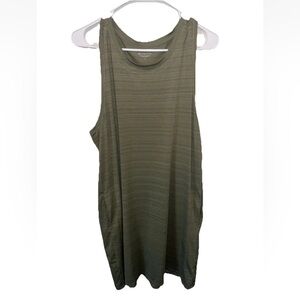 Athleta Womens Olive Green Sleeveless Dress Size L EUC Athletic Lightweight Gym